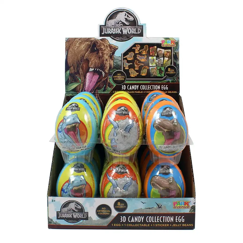 18pc Jurassic World 3D Candy Collection Eggs w/Jelly Beans 10g Assorted Kids 3y+