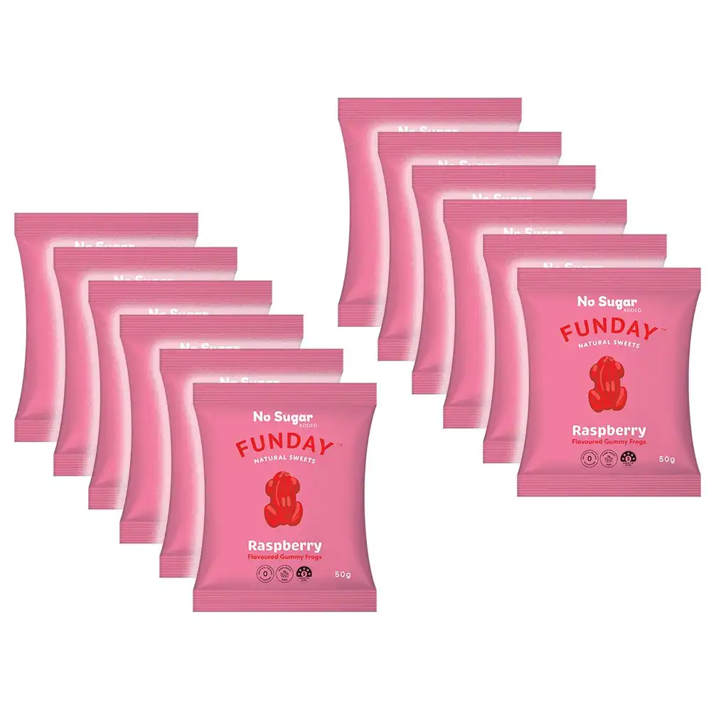 12pk Funday Raspberry Flavoured Gummy Lolly/Candy Soft Chews Snack Frogs 600g