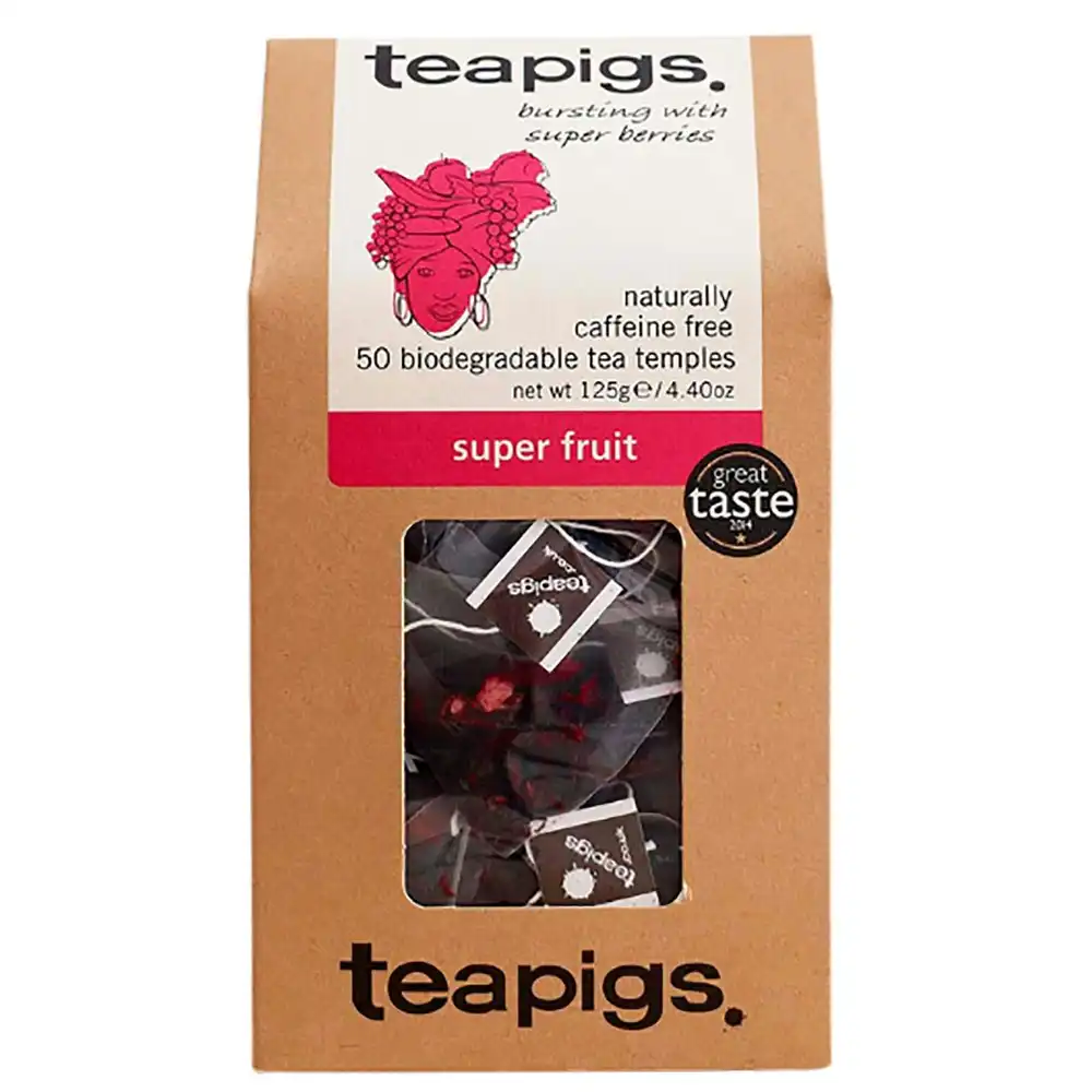50pc Teapigs Superfruit Berry Caffine Free Tea Temples/Tea Bags Hot Drink blend