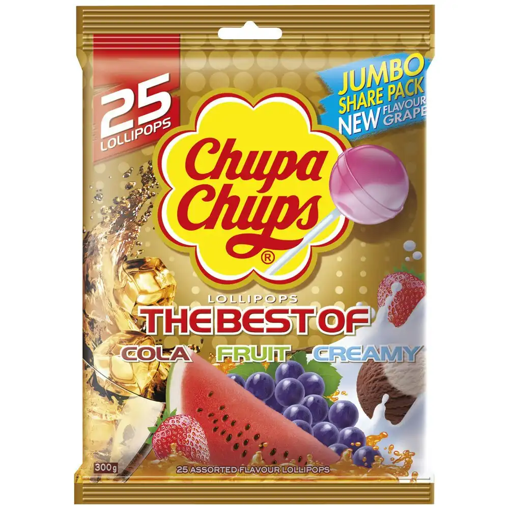 50pc Chupa Chups 600g The Best Of Bag Cola/Fruit/Creamy Lollipops Sweets/Candy