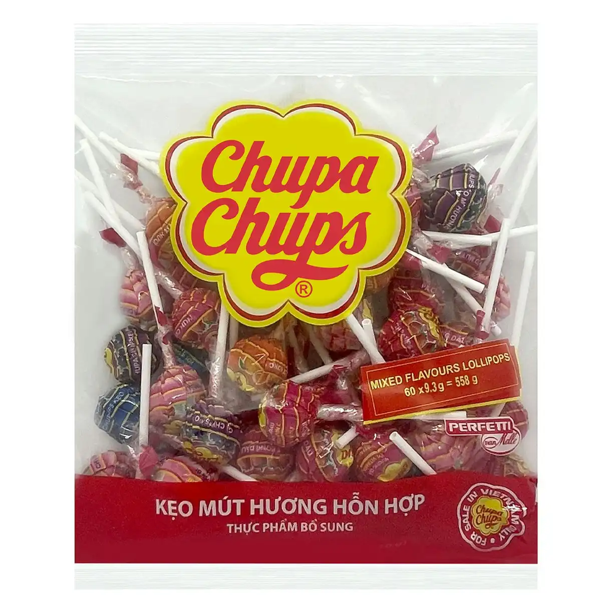 60pc Chupa Chups 9.3g Mixed Flavour Lollipops Candy Sweets/Lollies Confectionery