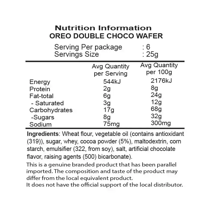 3x Oreo 140g Double Choc Dutch Cocoa Wafer Crisp Creamy Cookie/Biscuit Snack