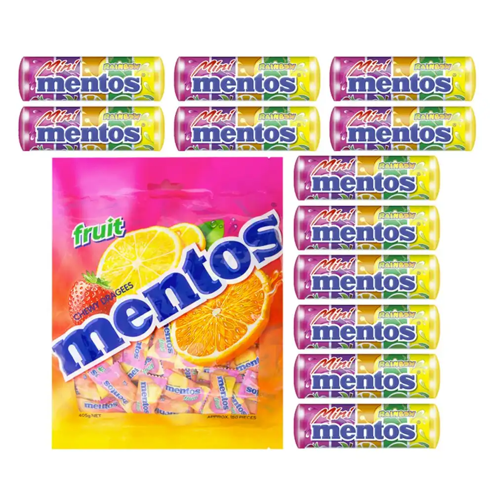 Mentos Fruit Flavoured Chews Confectionery Candy Chewy Kids Lolly Mix Showbag