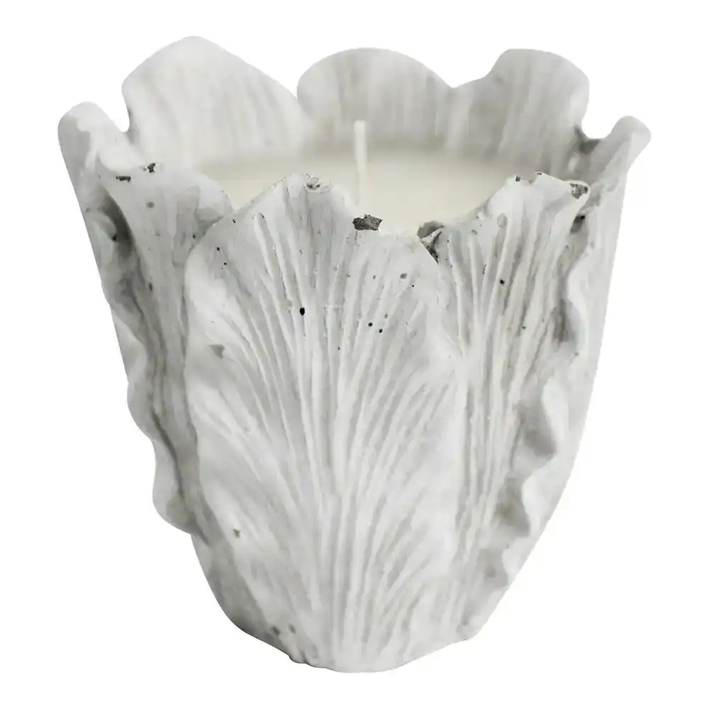 Ceramic 10cm Scented Tealight Candle Foliose Coral Home Fragrance Decor White