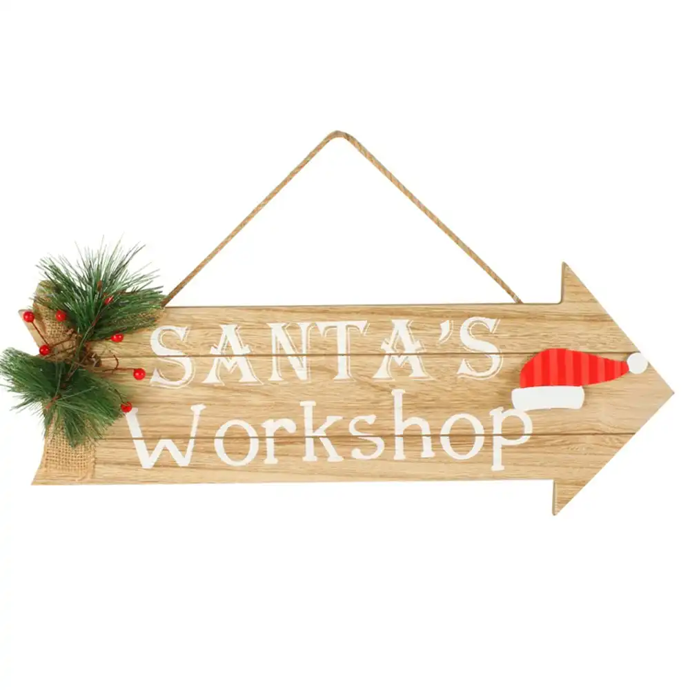Colours Of Christmas Deluxe 48x19.5cm Xmas Wooden Arrow Sign Wall Hanging Assort