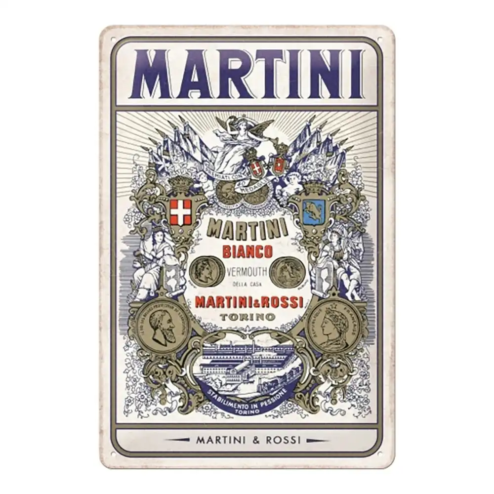 Nostalgic Art 20x30cm Medium Sign Martini Bianco Vermouth Label Home/Bar Decor