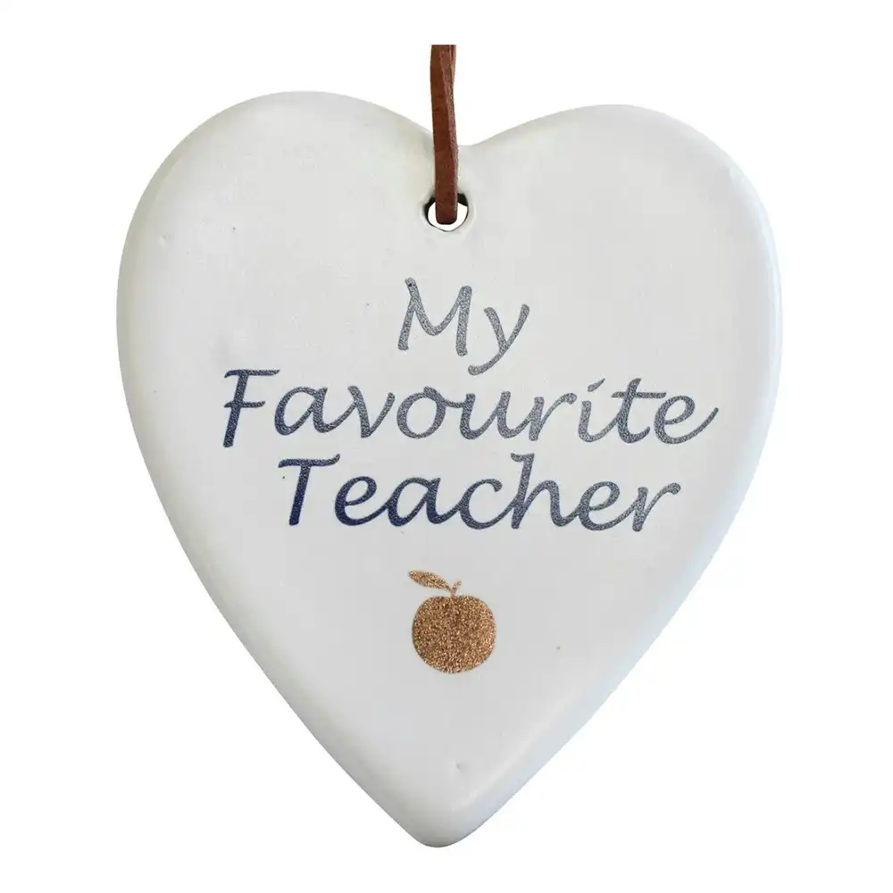 3x Ceramic Hanging 8x9cm Heart My Favourite Teacher w/Hanger Ornament Home Decor