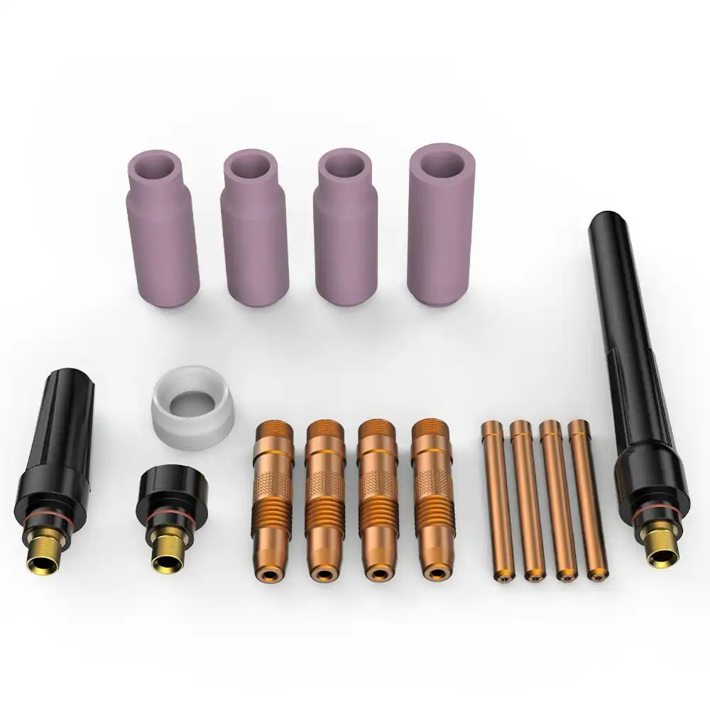 Rossi 16pc Welding Consumables Kit to Suit 17/18/26 TIG Torch, Includes Alumina Nozzle Cups, Collets