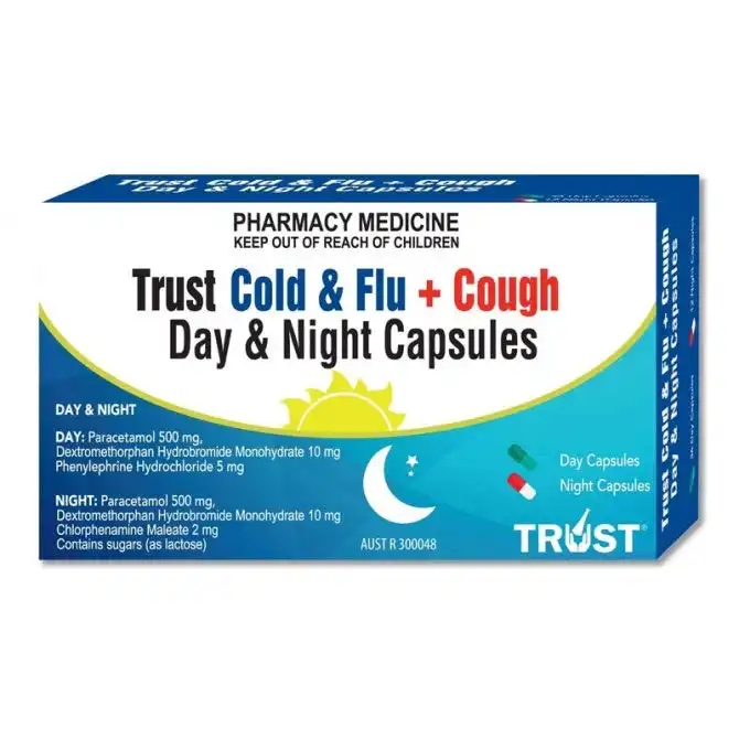 Trust Cold & Flu + Cough Day & Night Capsules 24