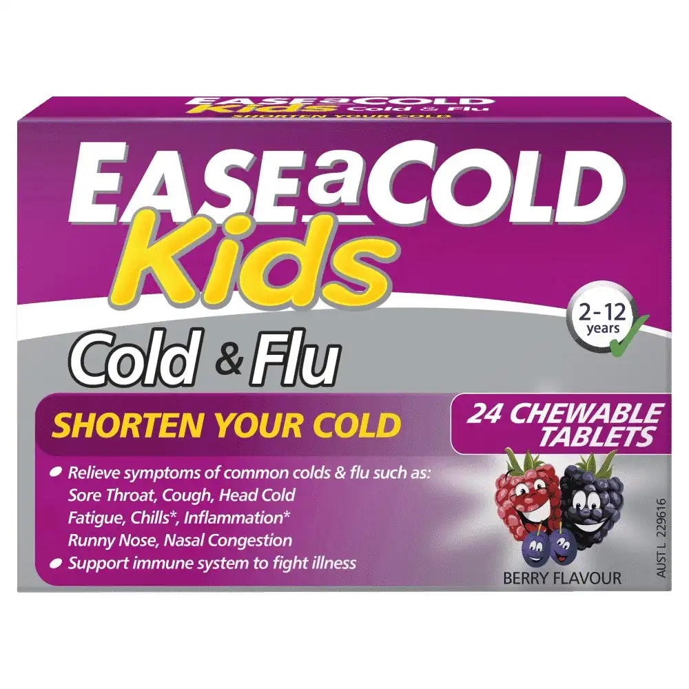 Ease a Cold Kids Berry Flavour Cold & Flu Chewables 24 Tablet