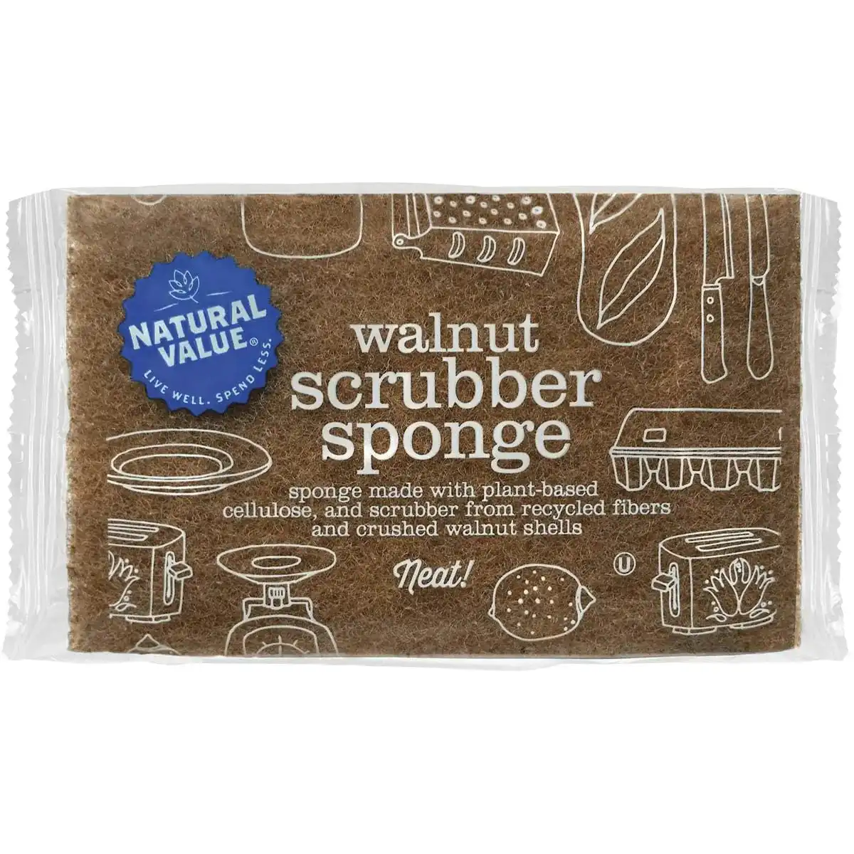 Natural Value Walnut Scrubber Sponge 1