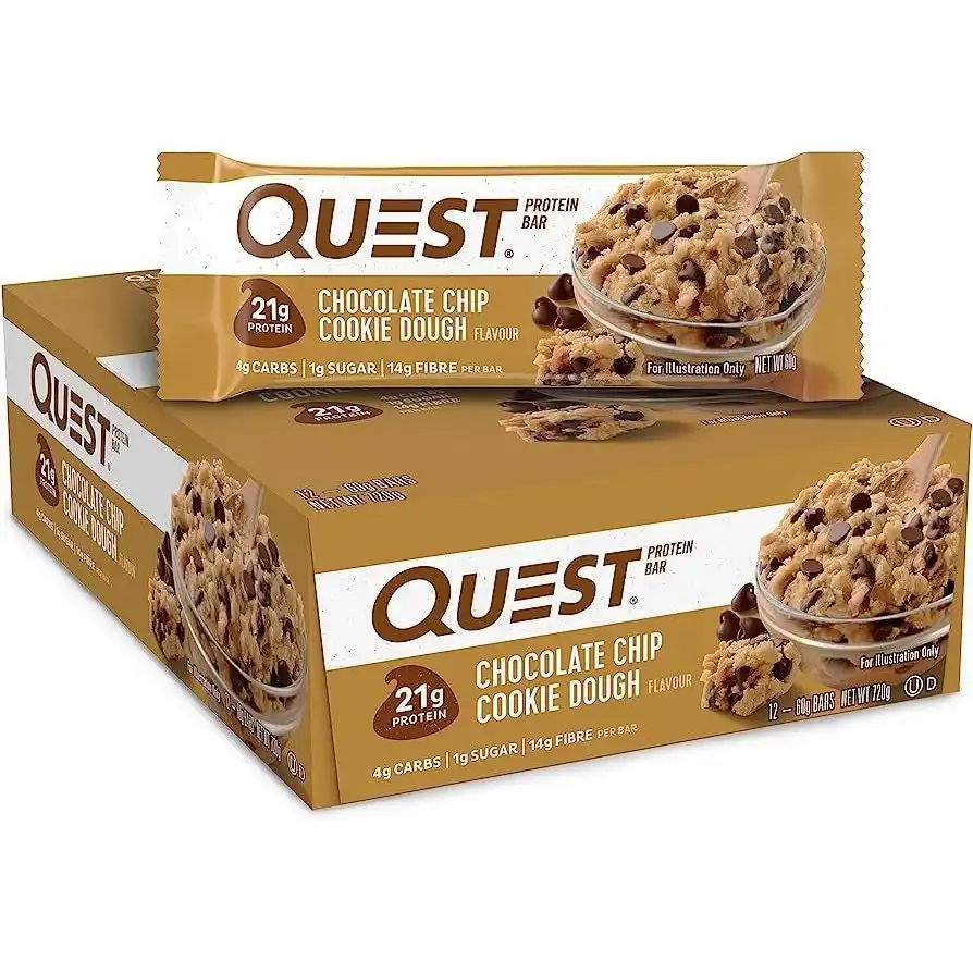 Quest Protein Bar Chocolate Chip Cookie Dough 60g 12PK