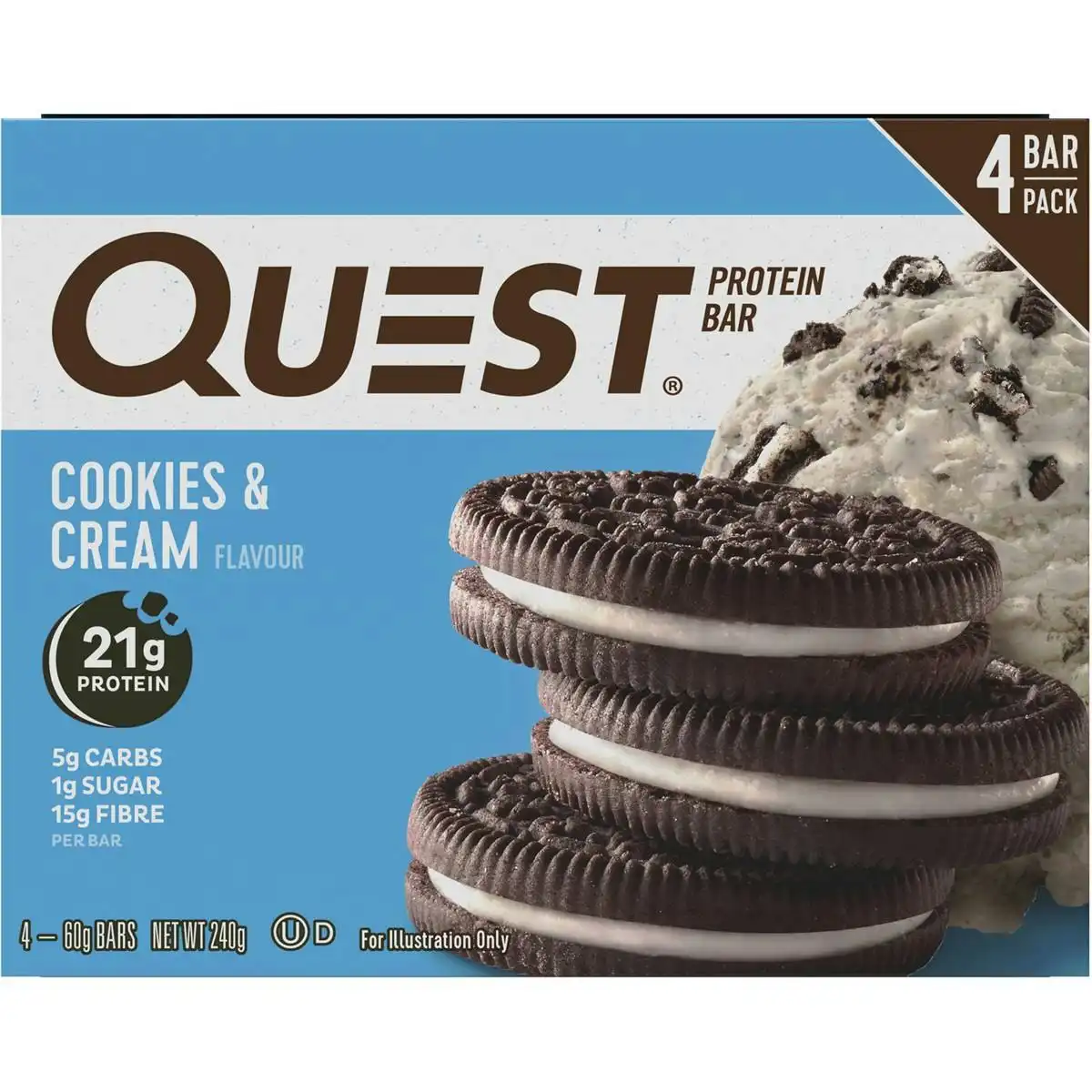 Quest Protein Bars Cookies & Cream 4 Pack