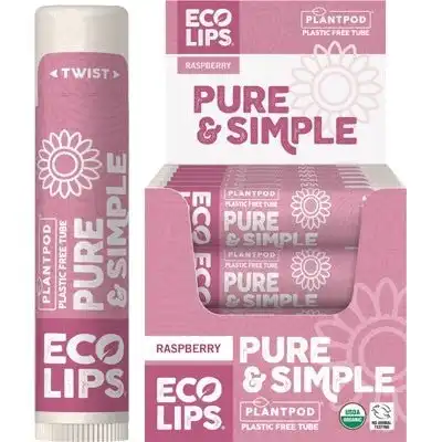 Eco Lips Lip Balm  Pure & Simple - Raspberry 4.25g 24PK