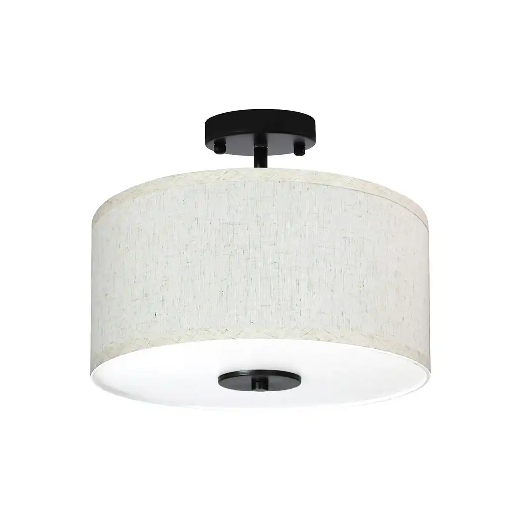 Emitto Led Ceiling Light 33cm Modern Bedroom Pendant Lights Linen Shade Flush