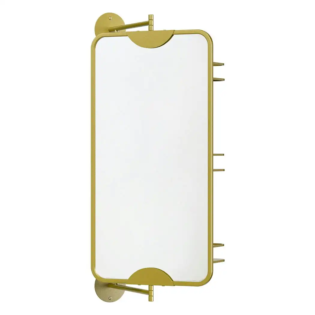 Yezi Bathroom Mirror Cabinet 360° Swivel Wall Mirrors Double-side Gold Rectangle