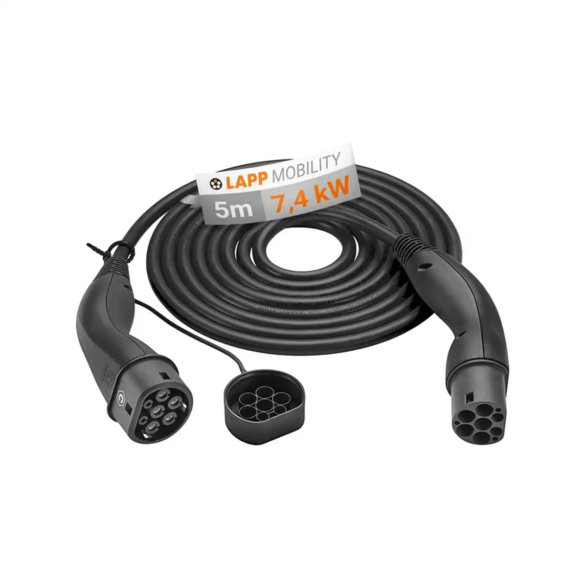 LAPP EV Helix Charge Cable Type 2 (7.4kW-1P-32A) 5m for Hybrid and Electric Cars - Black