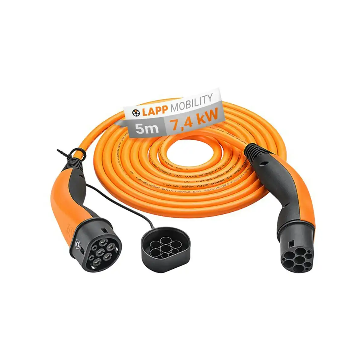 LAPP EV Helix Charge Cable Type 2 (7.4kW-1P-32A) 5m for Hybrid and Electric Cars - Orange