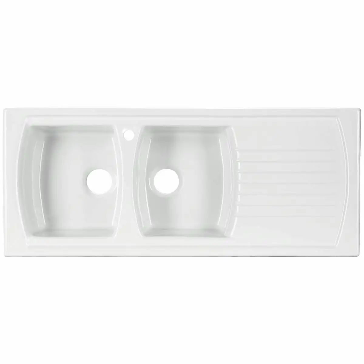 Turner Hastings Lusitano Double Bowl Sink with Right Drainer & Tap Hole