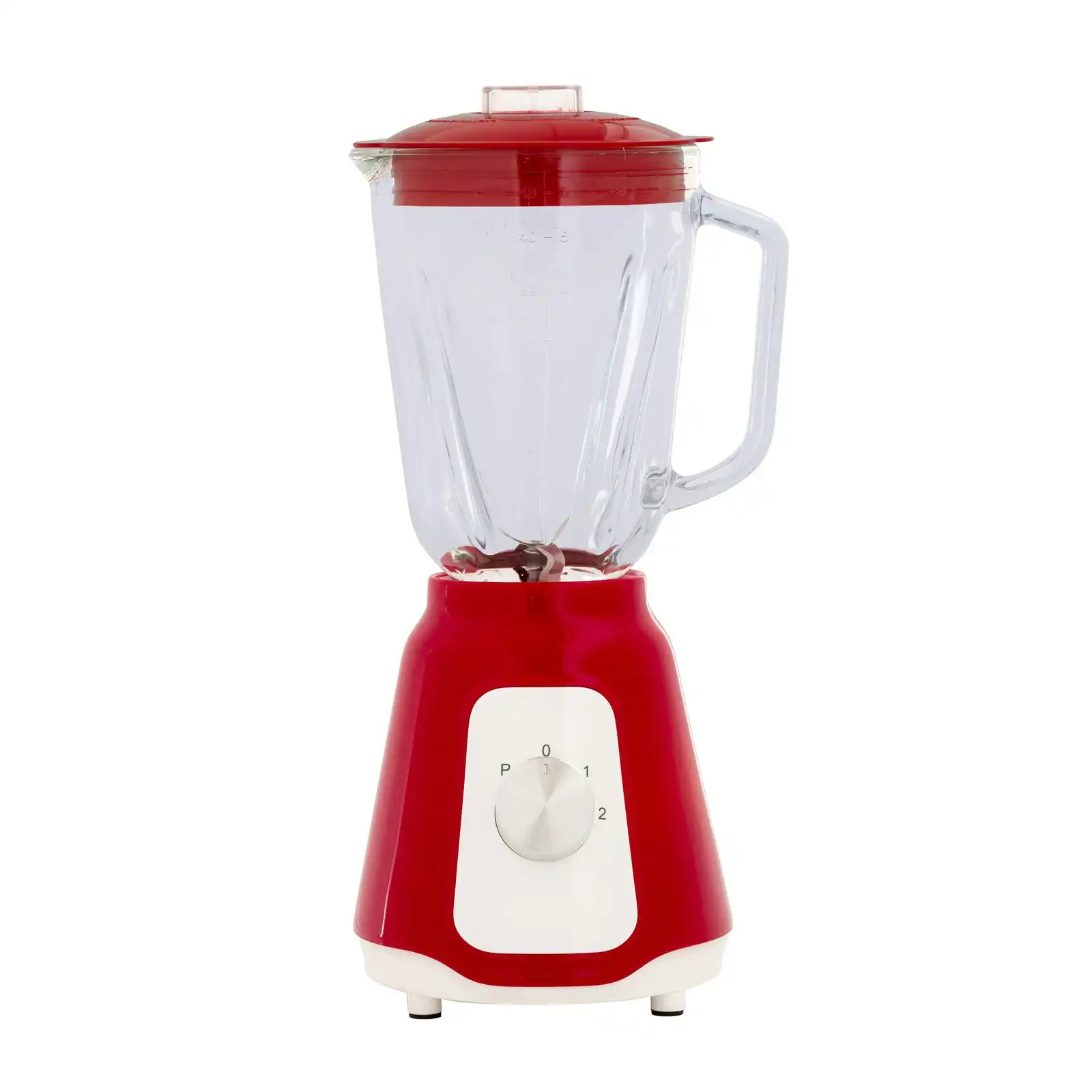 500W Glass Blender with Two Adjustable Speeds 1.5L - Red