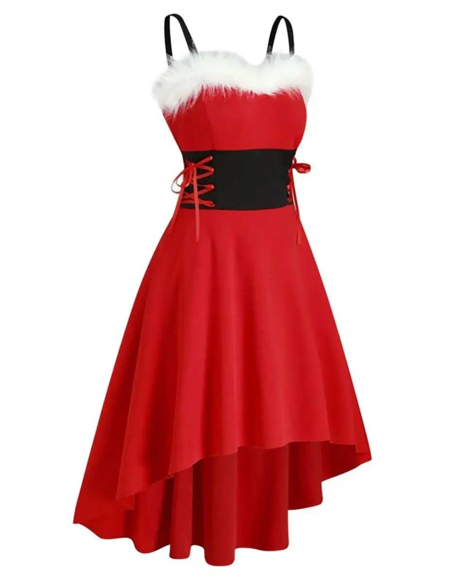 Red Midi Merry Christmas Womens Dress