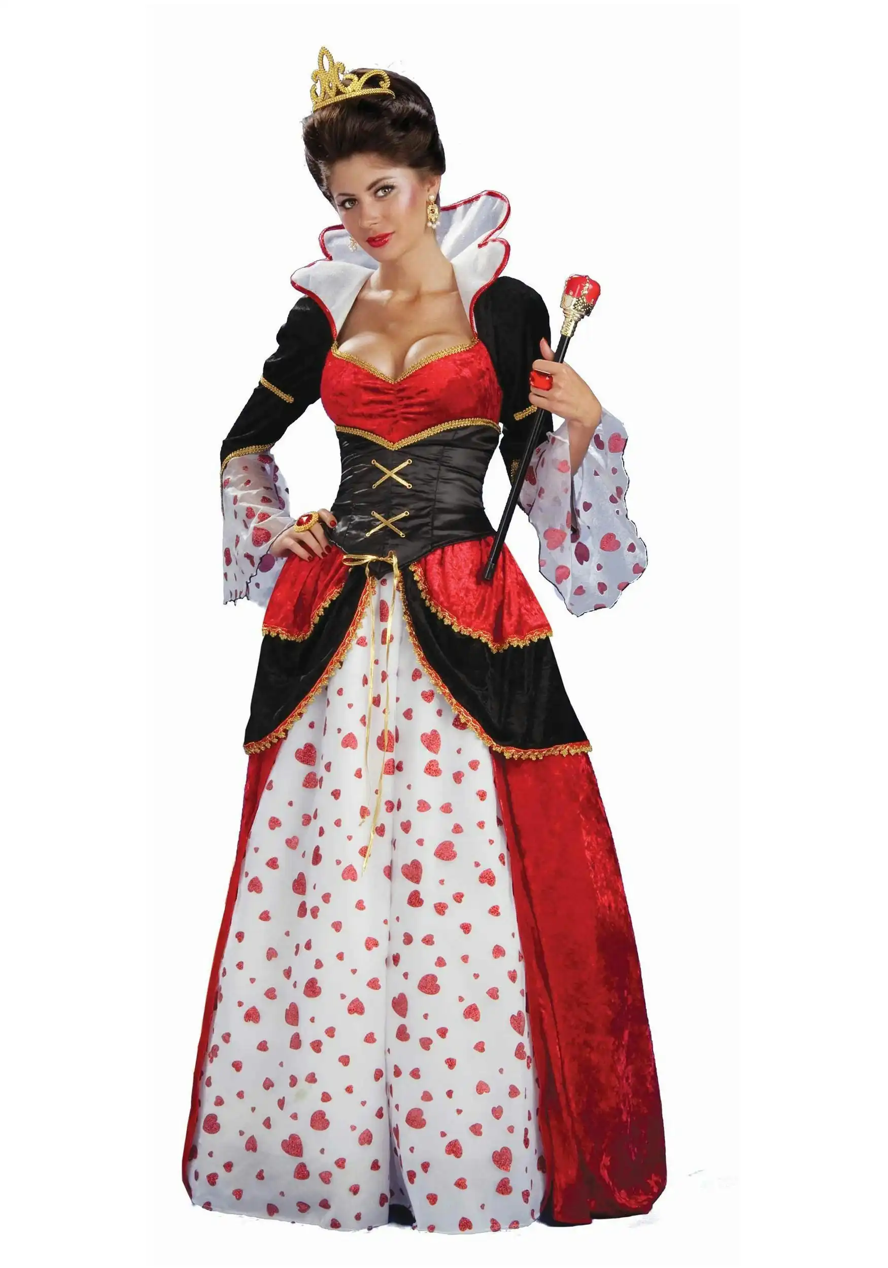 Deluxe Gown Queen of Hearts Womens Costume