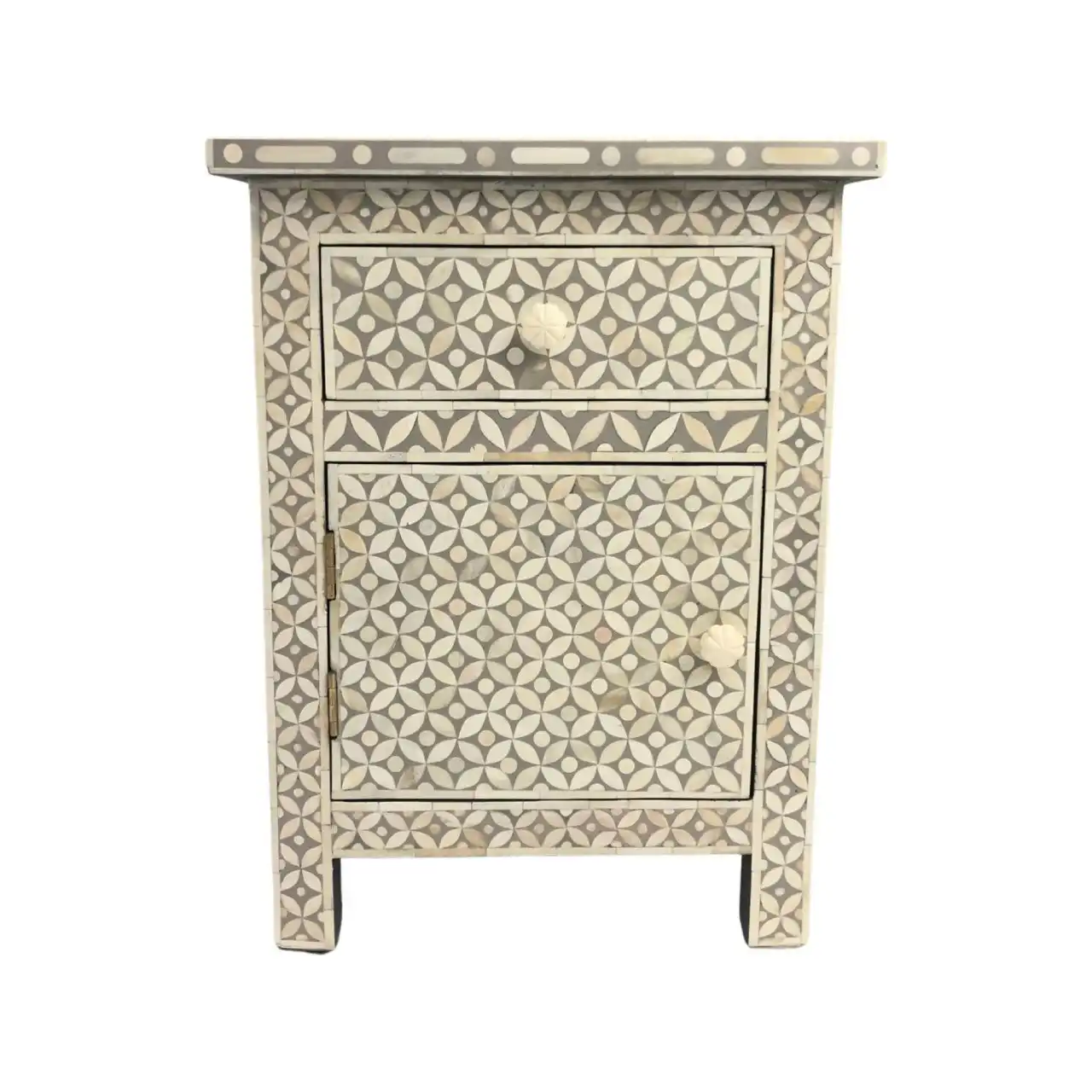 Zohi Interiors Bone Inlay Bedside Cabinet in Celtic/Grey