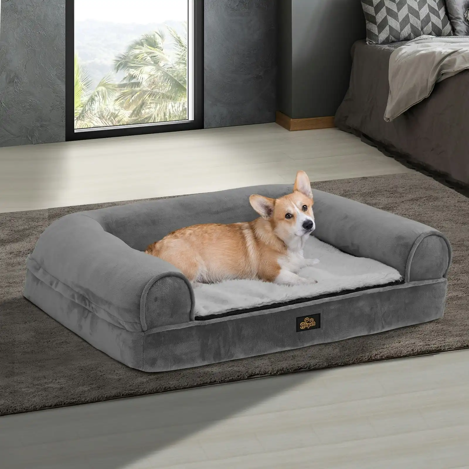 Alopet Pet Calming Bed Memory Foam Dog Orthopedic Sofa Removable Cover Extra Extra Large
