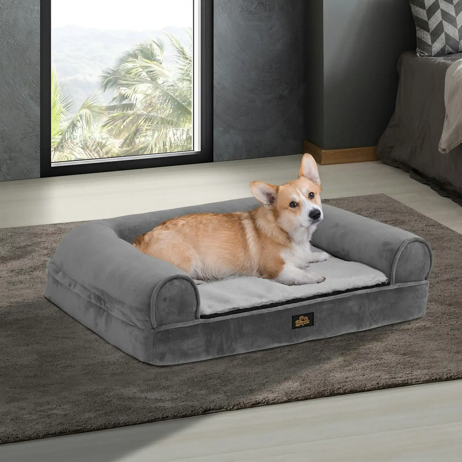 Alopet Orthopedic Dog Bed Memory Foam Pet Calming Sofa Removable Cover Large