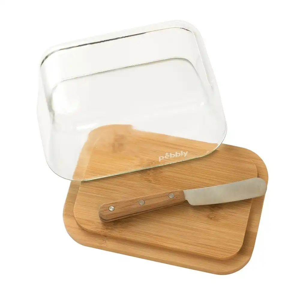 Pebbly Glass Butterdish And Spreader