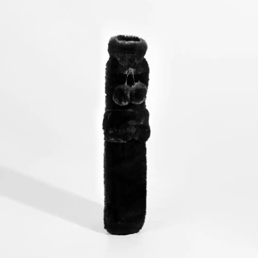 Long Hot Water Bottle and Eye Mask Set in Black