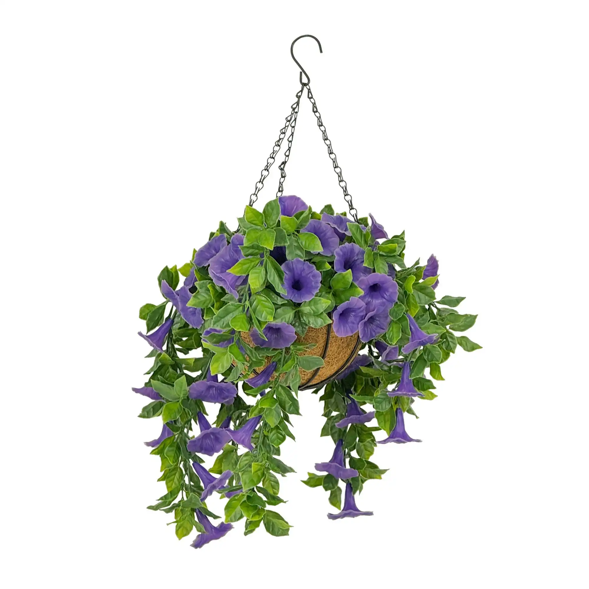 Hanging Baskets - Artificial Petunia (Morning Glory) - Purple 33cm Outdoor