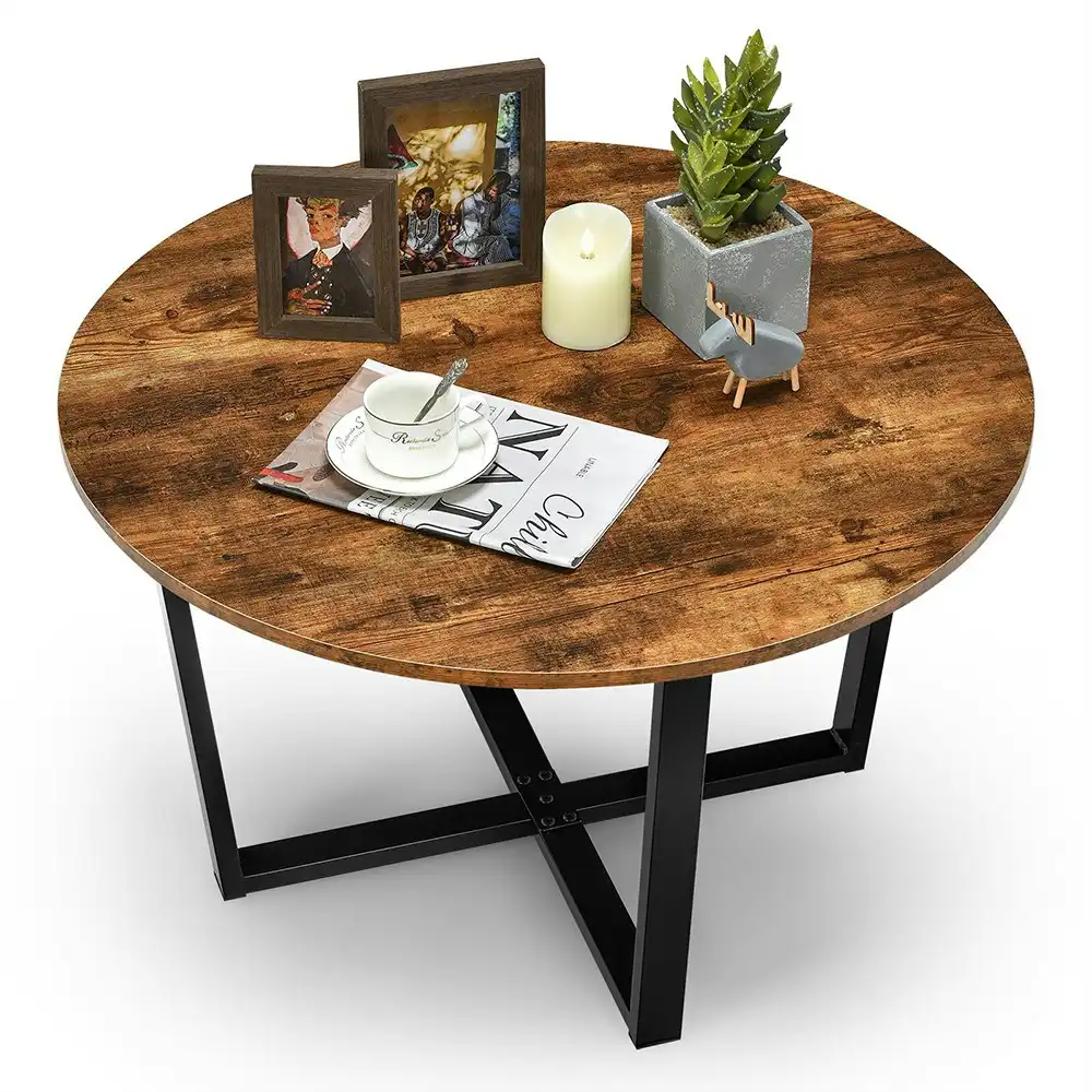 Round Coffee Table Industrial style Steel and Wood