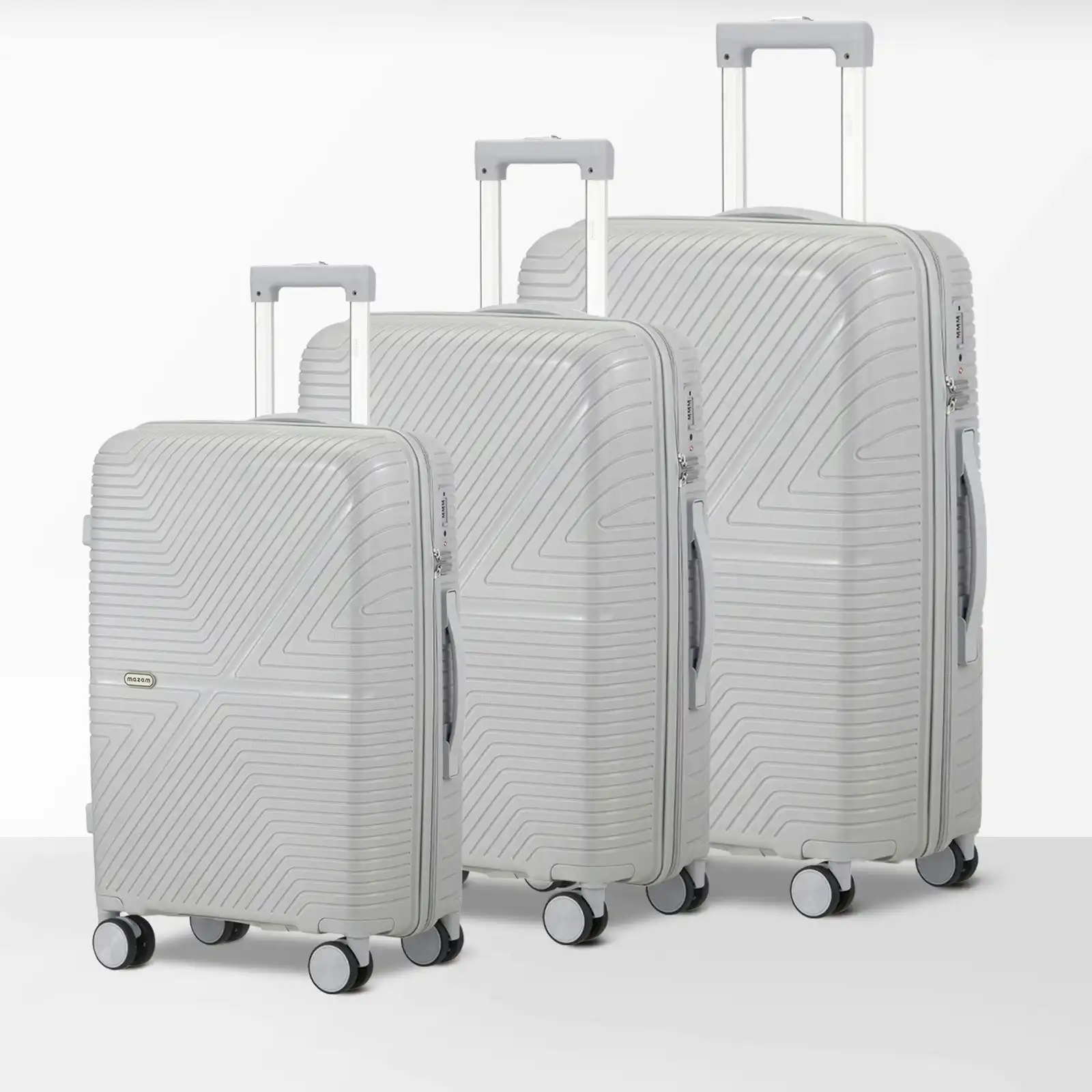 Mazam 3PCS Luggage Suitcase Trolley Set Travel Grey PP Case TSA Lock Storage