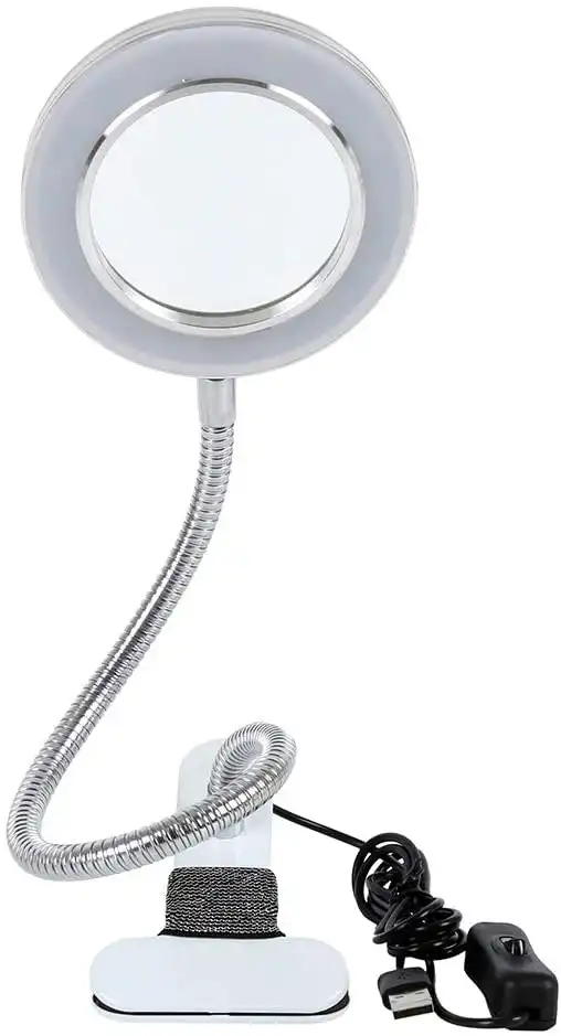 Lighting LED 8X Magnifying Lamp with Metal Clamp 360Ã‚Â° Flexible Gooseneck and USB Plug Design for Tattoo, Manicure and Reading