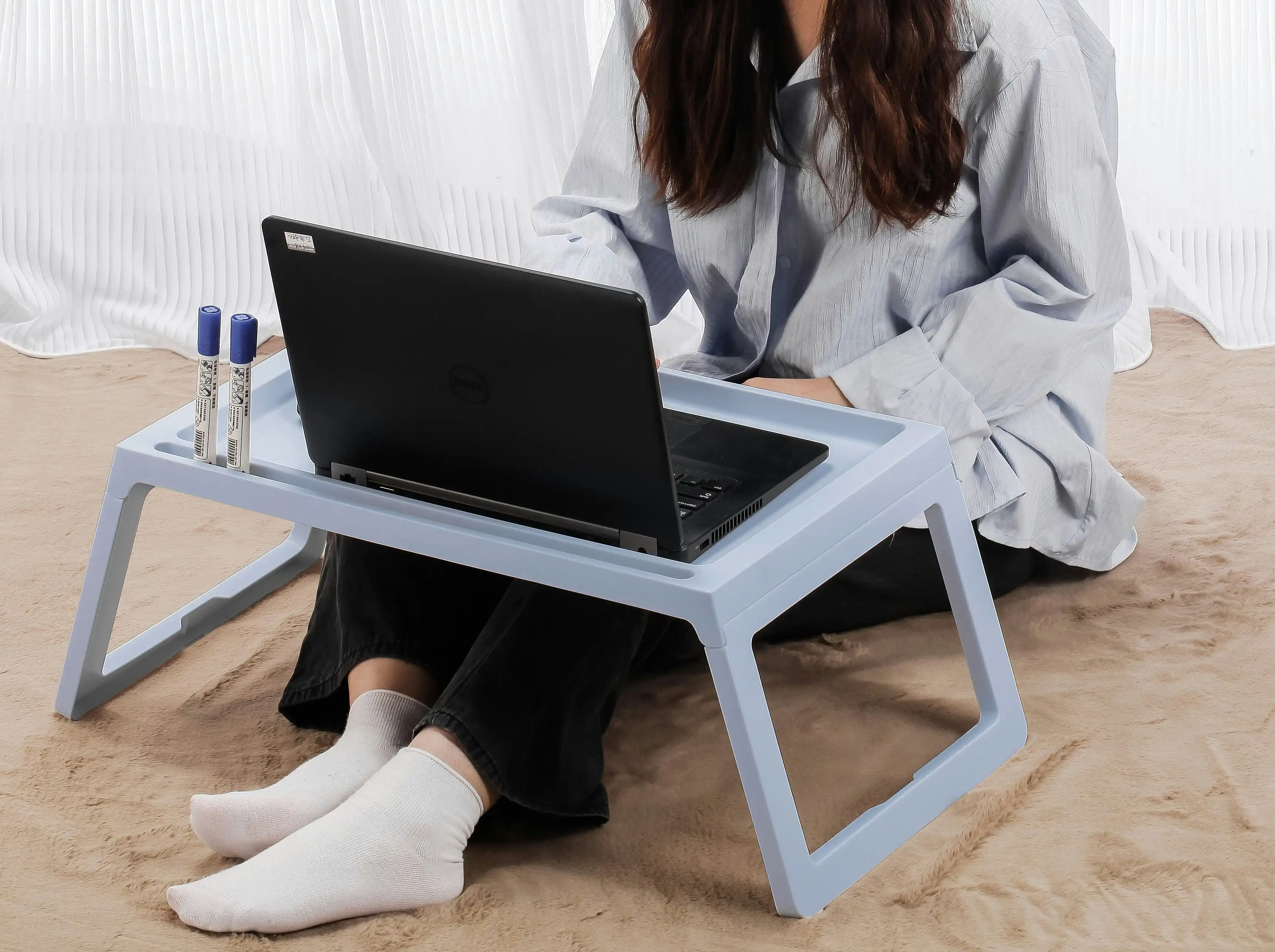 Carla Home Multifunction Laptop Bed Desk with foldable legs for Home Office (Blue)