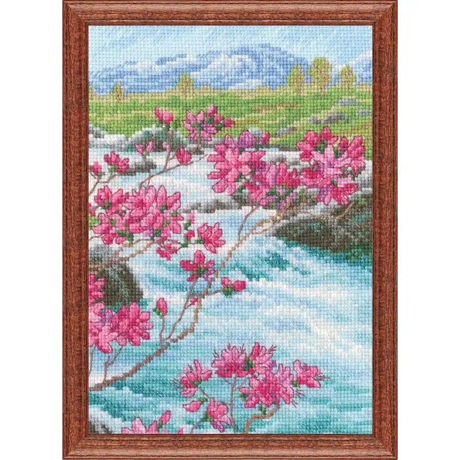 Flowers by the River Cross Stitch- Needlework