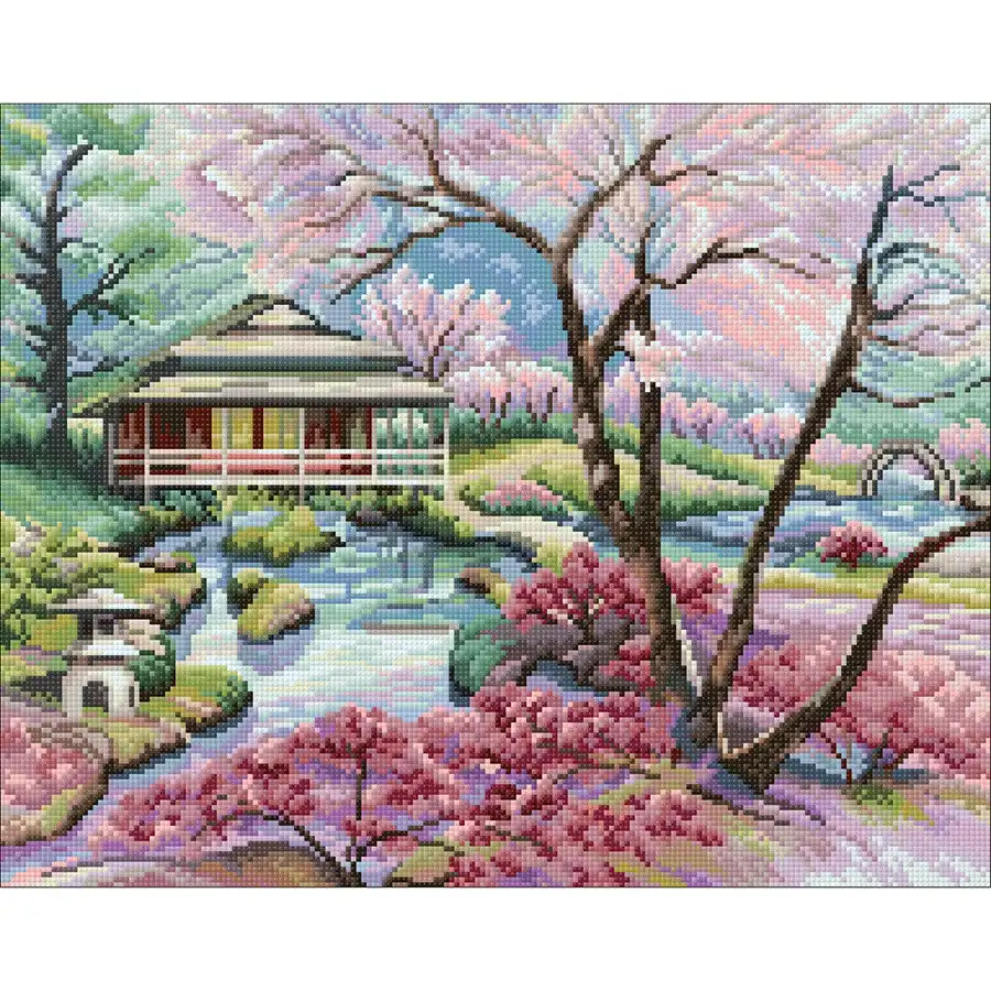Colourful Sakuras Diamond Painting 48 x 38 cm