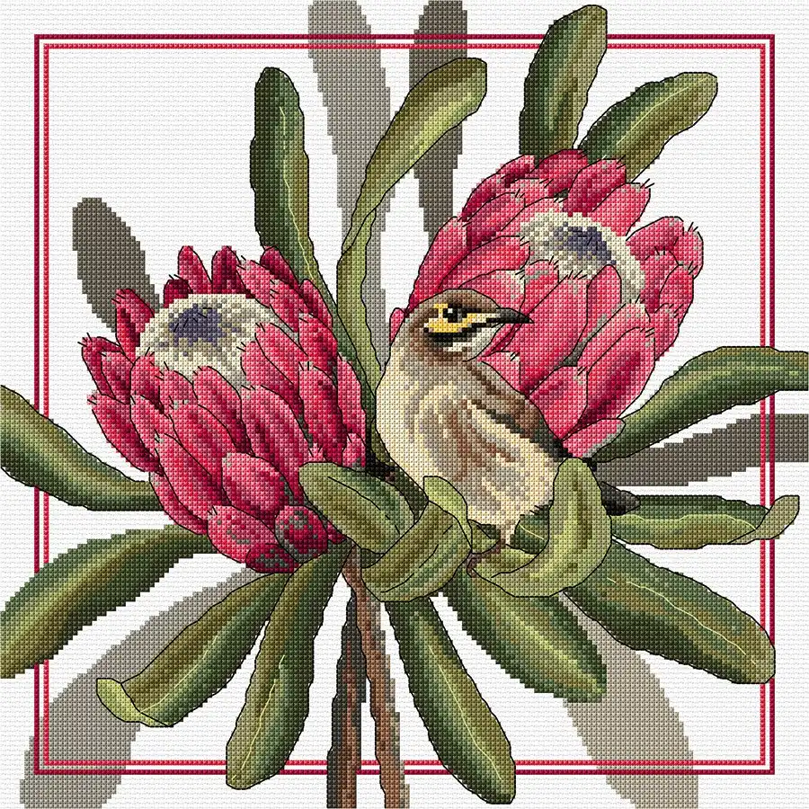 Proteas & Honeyeaters Counted Cross Stitch Chart- Needlework