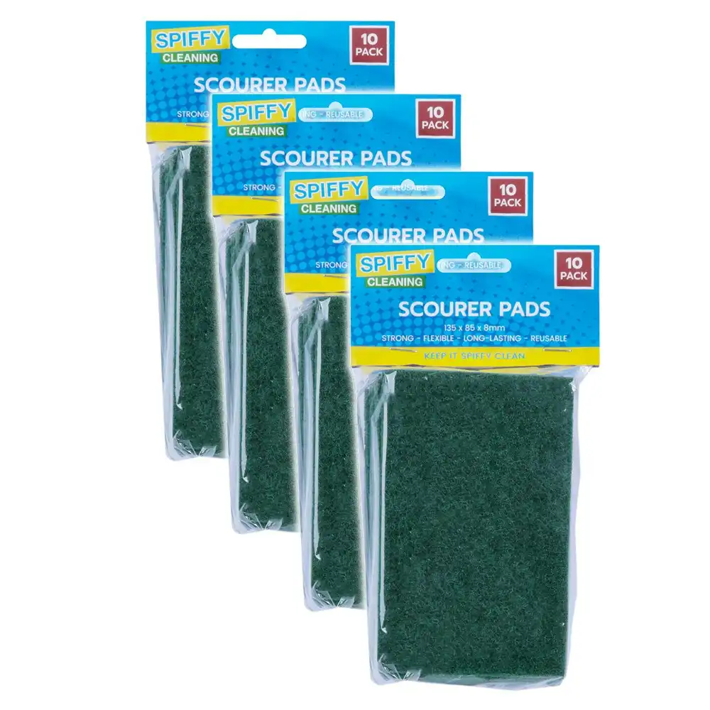 40x Spiffy Cleaning 13.5x8.5cm Reusable Scourer Pads Scrubber Kitchen Cleaning