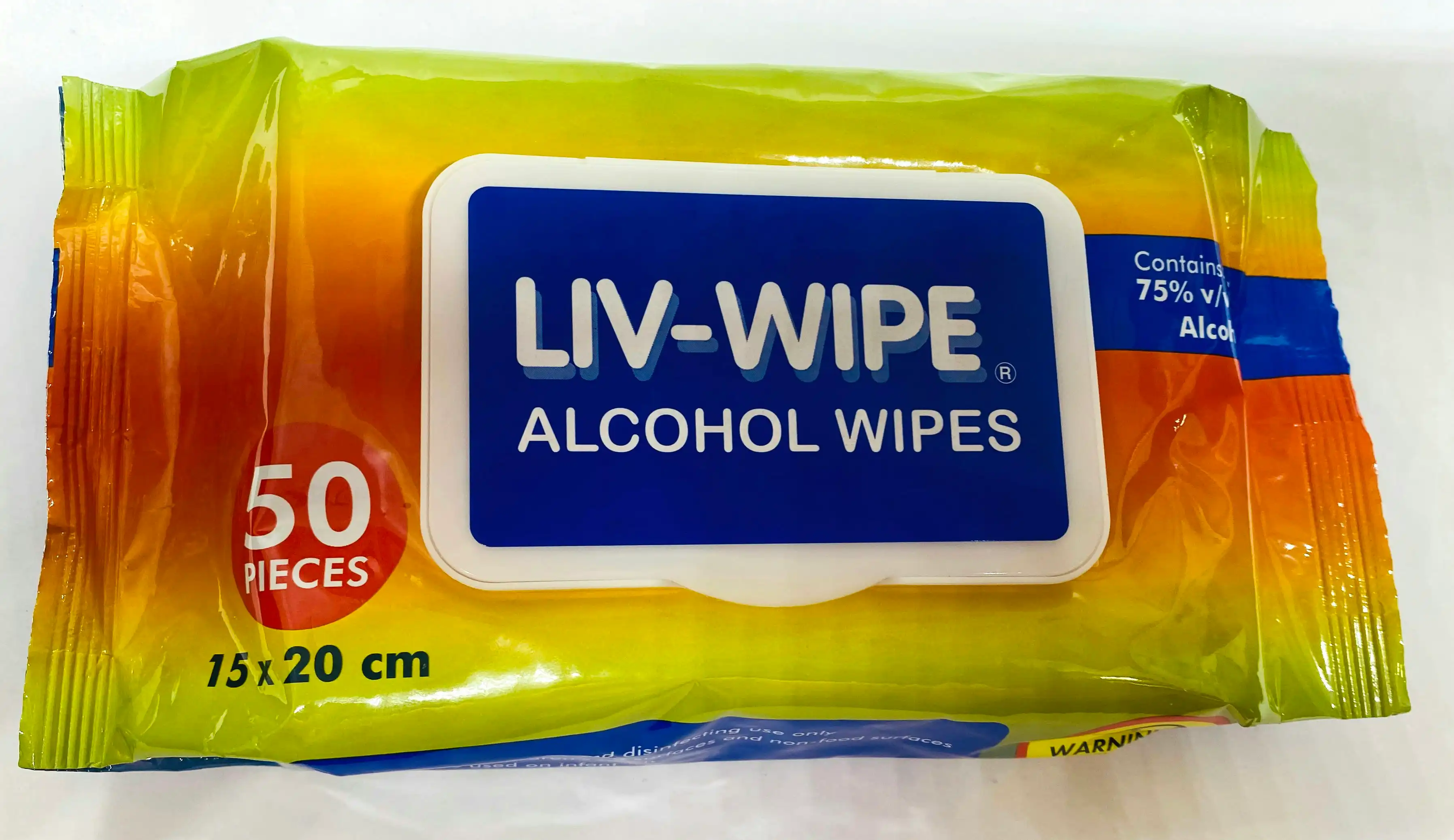 Liv-Wipe Nonwoven Antibacterial 75% Ethyl Alcohol Sanitiser Wipes 50 Pack