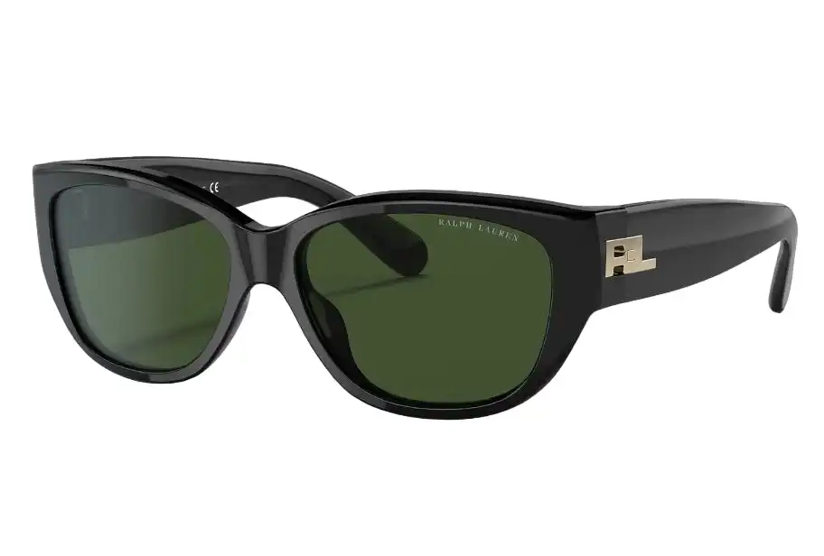 Womens Ralph Lauren Sunglasses Pl8193 Shiny Black Green Sunnies