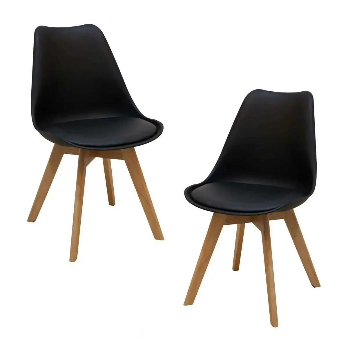 Jaden Dining Chair (Set of 2, Oak, Black)