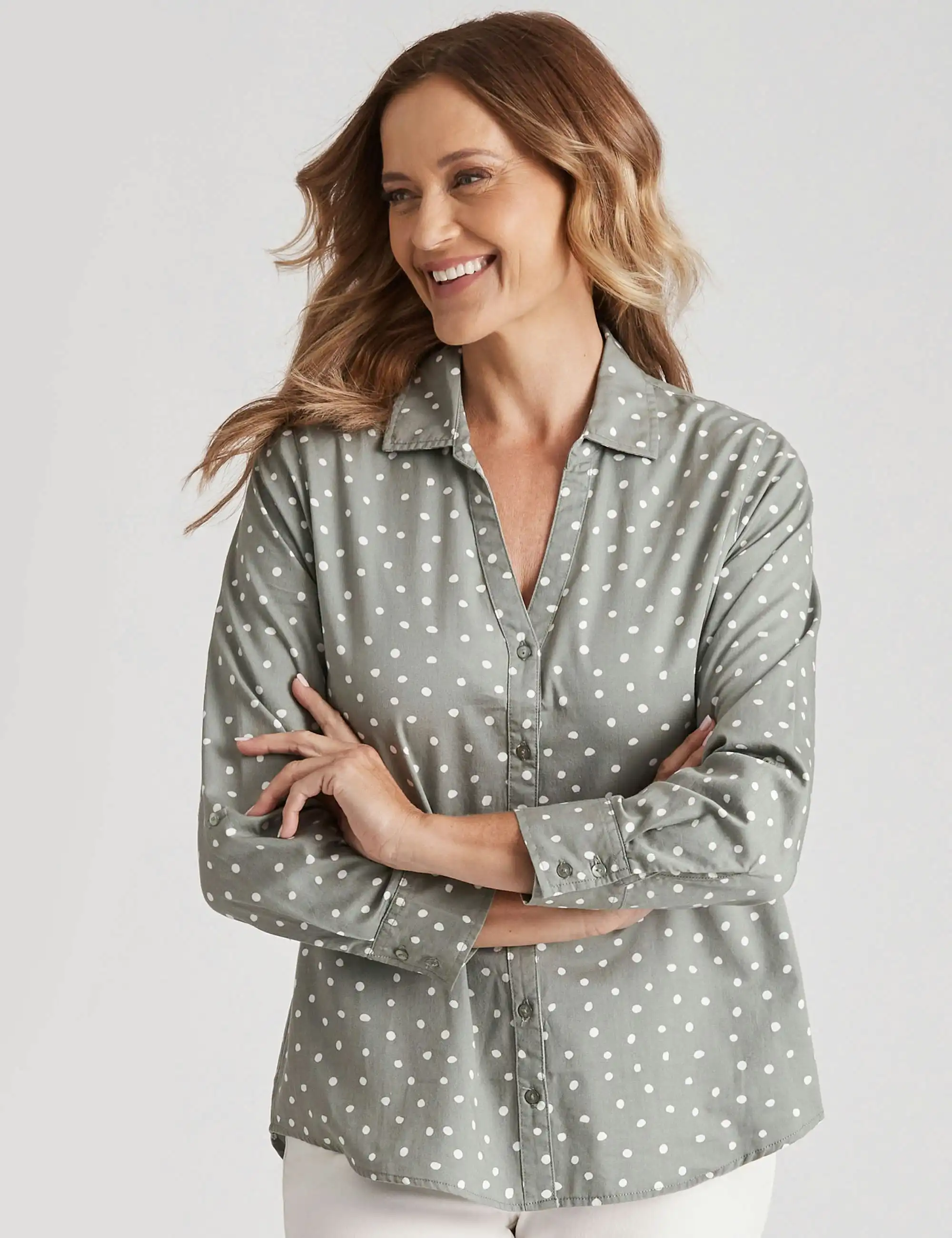Millers Long Sleeve Printed Cotton Chambray Shirt