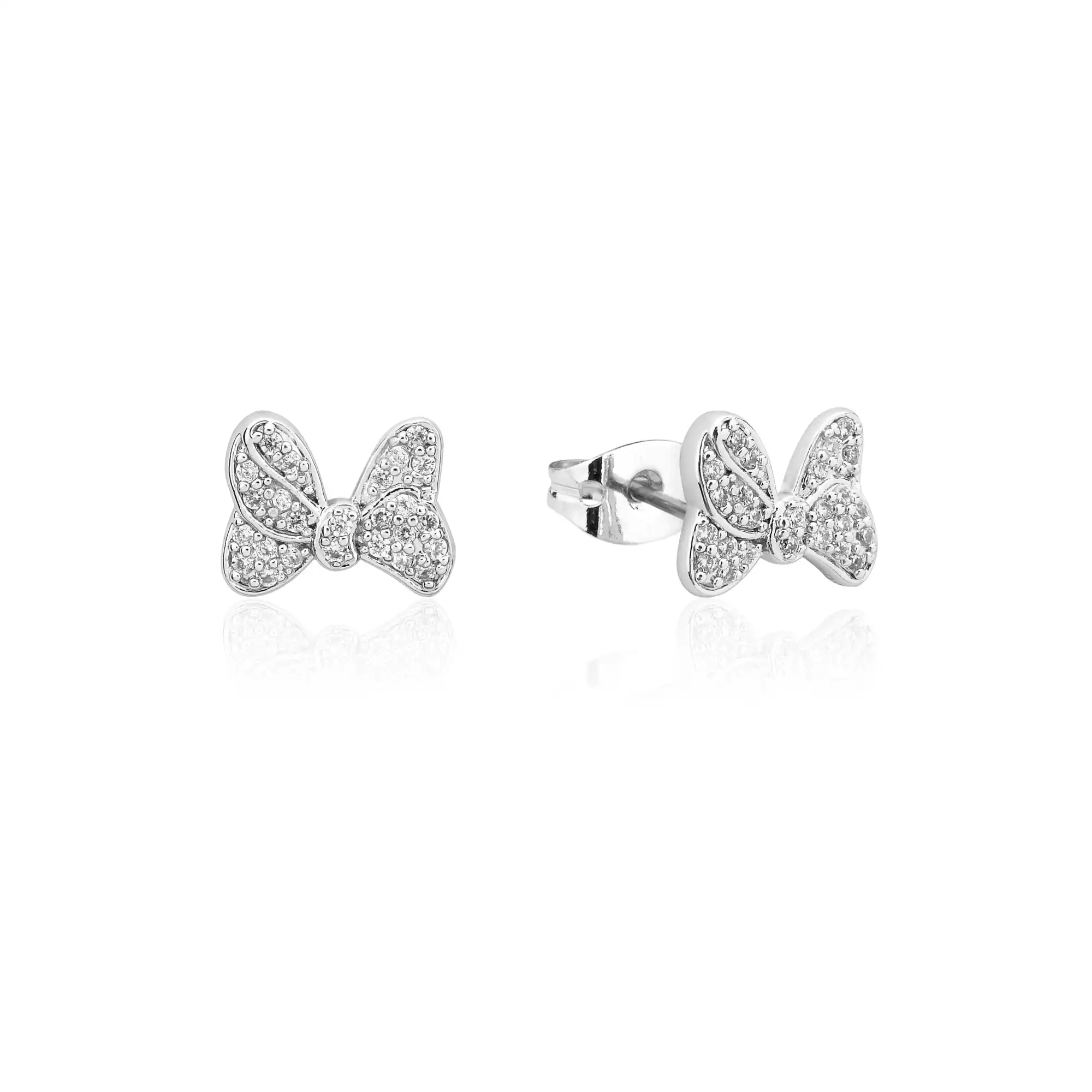 Disney Precious Metal Minnie Mouse Bow CZ Stud Earrings