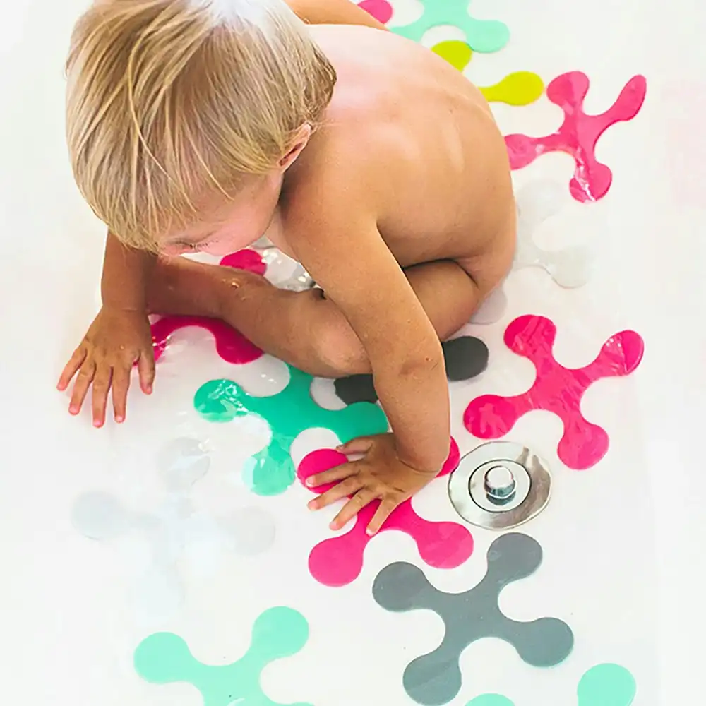 18pc Prince Lionheart Get A Grip On Bathtime Suction Puzzle Bathmats Kids 18m+