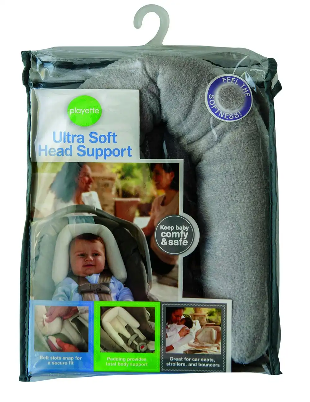 Playette Ultra Soft Head Comfort Support w/ Plush Padding Baby/Newborn 0m+ Grey
