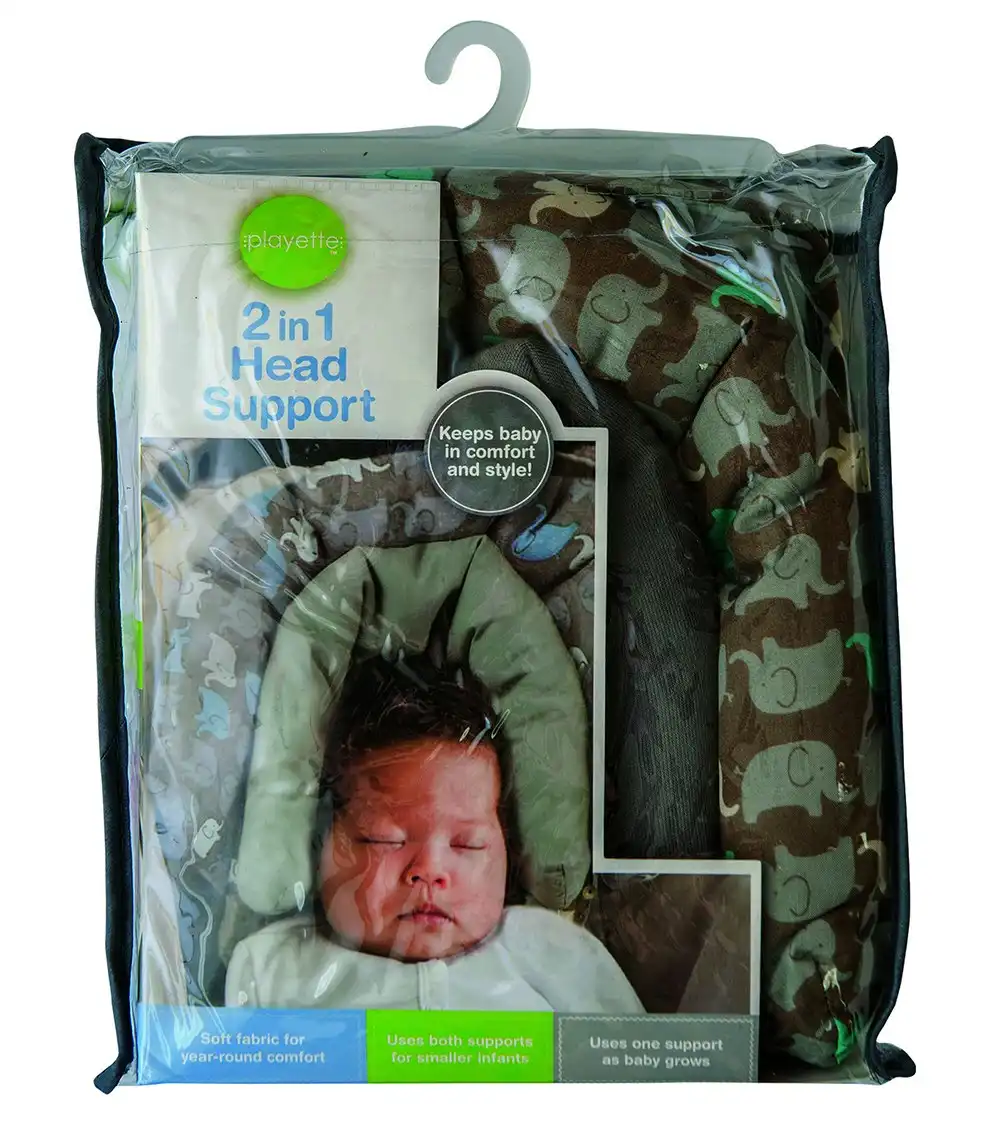Playette 2-in-1 Comfort Travel Head Support w/ Strap Elephant Baby/Newborn 0m+