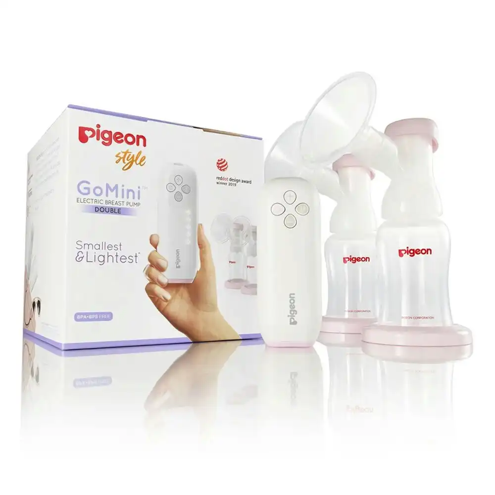 PIGEON Go Mini Portable Electric Double Breast Pump Breastfeeding Suction White