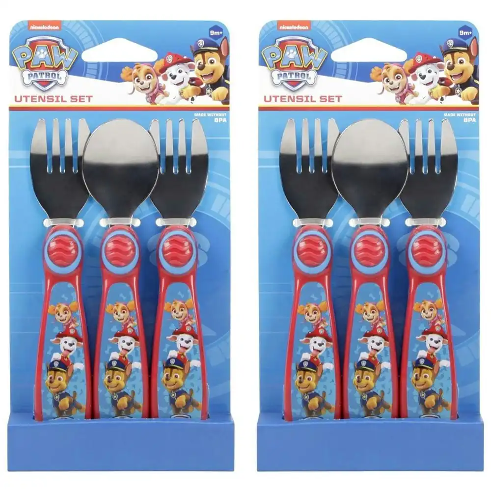 6pc Nickelodeon Paw Patrol Toddler 13cm Utensil/Cutlery BPA Free Fork/Spoon 9m+